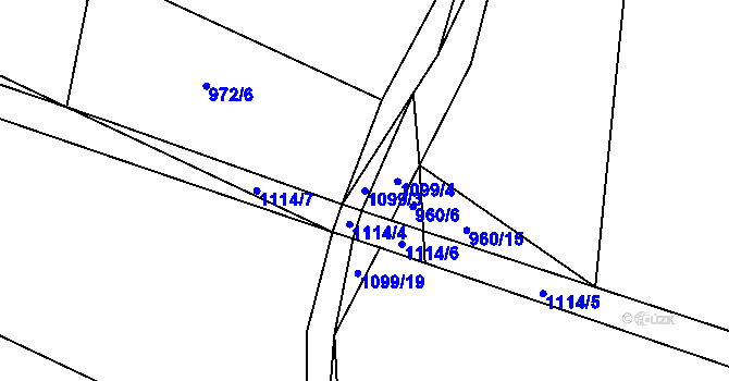 Parcela st. 1099/3 v KÚ Modlešovice, Katastrální mapa
