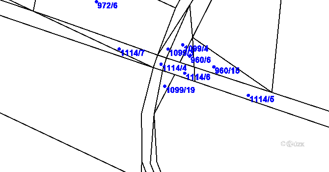 Parcela st. 1099/19 v KÚ Modlešovice, Katastrální mapa