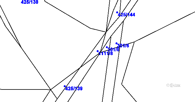 Parcela st. 1111/8 v KÚ Modlešovice, Katastrální mapa