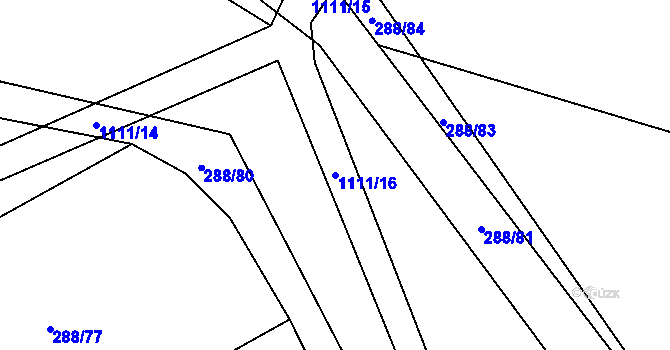 Parcela st. 1111/16 v KÚ Modlešovice, Katastrální mapa