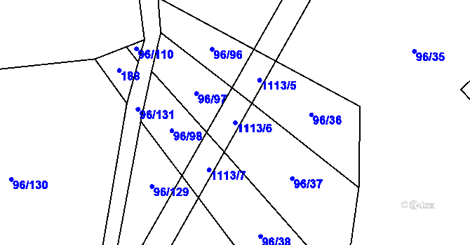 Parcela st. 1113/6 v KÚ Modlešovice, Katastrální mapa