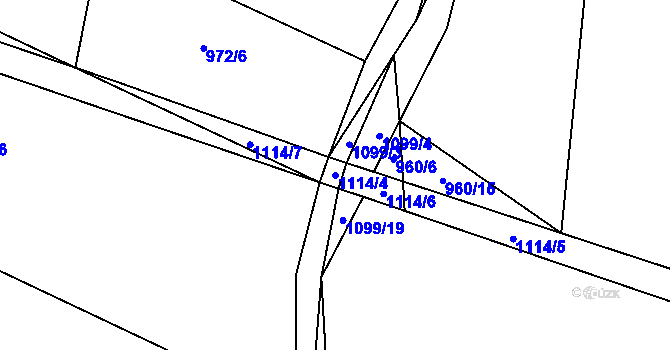 Parcela st. 1114/4 v KÚ Modlešovice, Katastrální mapa