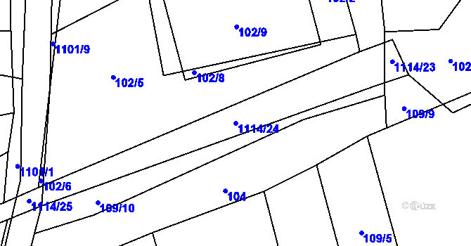 Parcela st. 1114/24 v KÚ Modlešovice, Katastrální mapa