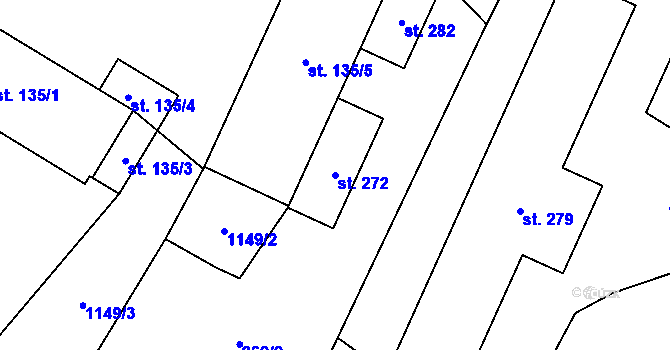 Parcela st. 272 v KÚ Modlibohov, Katastrální mapa
