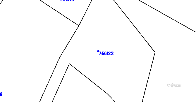 Parcela st. 756/22 v KÚ Modlibohov, Katastrální mapa