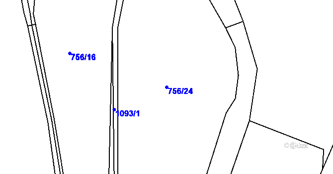 Parcela st. 756/24 v KÚ Modlibohov, Katastrální mapa