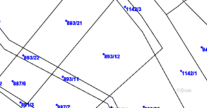 Parcela st. 893/12 v KÚ Modlibohov, Katastrální mapa