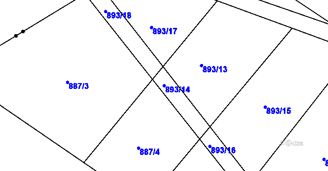Parcela st. 893/14 v KÚ Modlibohov, Katastrální mapa