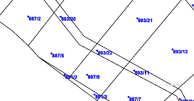 Parcela st. 893/22 v KÚ Modlibohov, Katastrální mapa