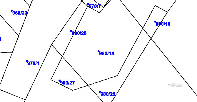 Parcela st. 980/14 v KÚ Modlibohov, Katastrální mapa