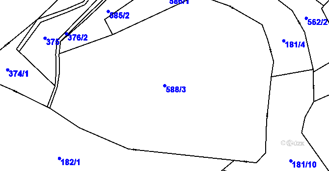 Parcela st. 588/3 v KÚ Sobákov, Katastrální mapa