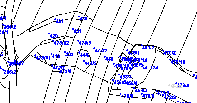 Parcela st. 478 v KÚ Modlíkov u Přibyslavi, Katastrální mapa