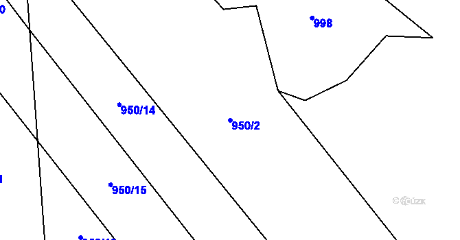 Parcela st. 950/2 v KÚ Modlíkov u Přibyslavi, Katastrální mapa