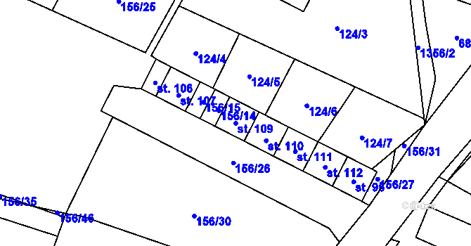Parcela st. 109 v KÚ Modlíkov u Přibyslavi, Katastrální mapa