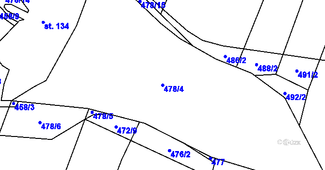 Parcela st. 478/4 v KÚ Modlíkov u Přibyslavi, Katastrální mapa