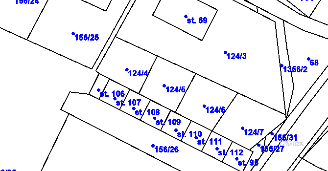 Parcela st. 124/5 v KÚ Modlíkov u Přibyslavi, Katastrální mapa