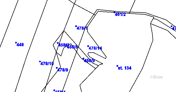 Parcela st. 478/14 v KÚ Modlíkov u Přibyslavi, Katastrální mapa