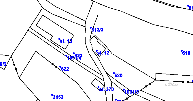 Parcela st. 12 v KÚ Modrá u Děčína, Katastrální mapa
