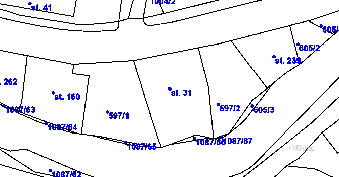 Parcela st. 31 v KÚ Modrá u Děčína, Katastrální mapa