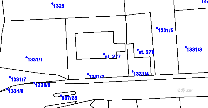 Parcela st. 277 v KÚ Modrá u Děčína, Katastrální mapa