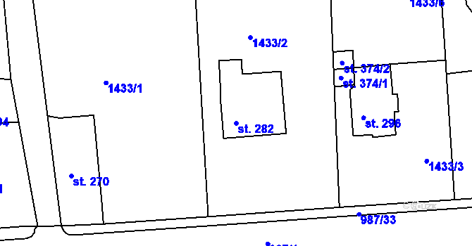 Parcela st. 282 v KÚ Modrá u Děčína, Katastrální mapa