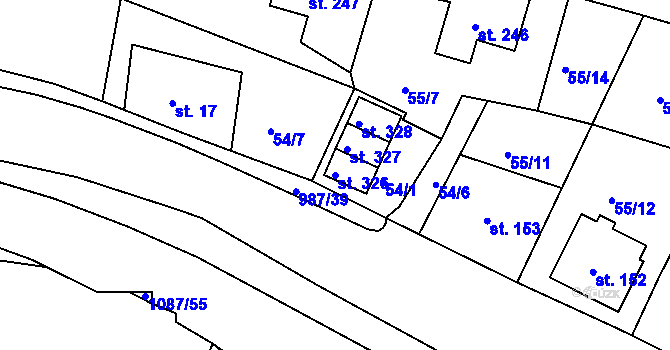Parcela st. 326 v KÚ Modrá u Děčína, Katastrální mapa