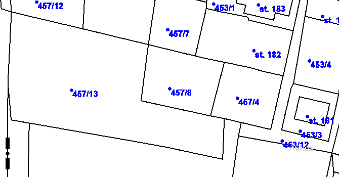 Parcela st. 457/8 v KÚ Modrá u Děčína, Katastrální mapa