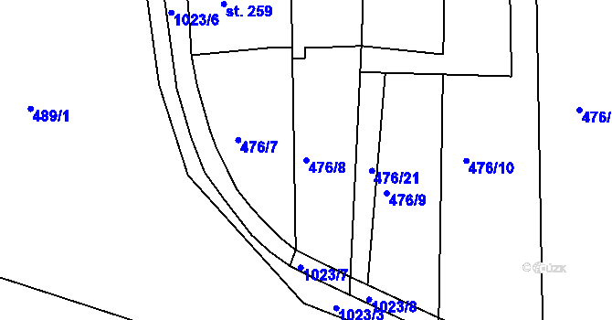 Parcela st. 476/8 v KÚ Modrá u Děčína, Katastrální mapa