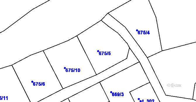 Parcela st. 675/5 v KÚ Modrá u Děčína, Katastrální mapa