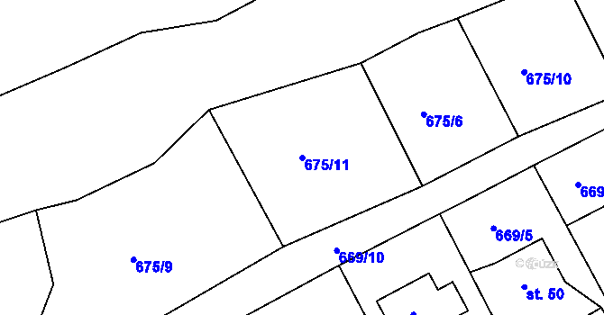 Parcela st. 675/11 v KÚ Modrá u Děčína, Katastrální mapa