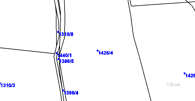 Parcela st. 1426/4 v KÚ Modrá u Děčína, Katastrální mapa
