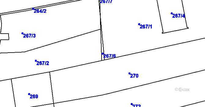 Parcela st. 267/6 v KÚ Modrá u Velehradu, Katastrální mapa