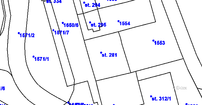 Parcela st. 281 v KÚ Filipova Huť, Katastrální mapa
