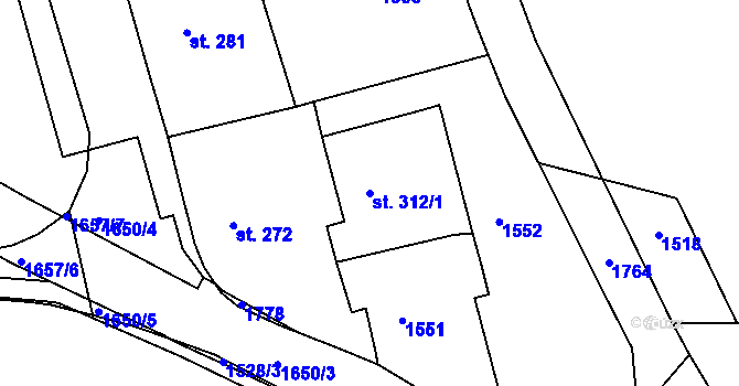 Parcela st. 312/1 v KÚ Filipova Huť, Katastrální mapa
