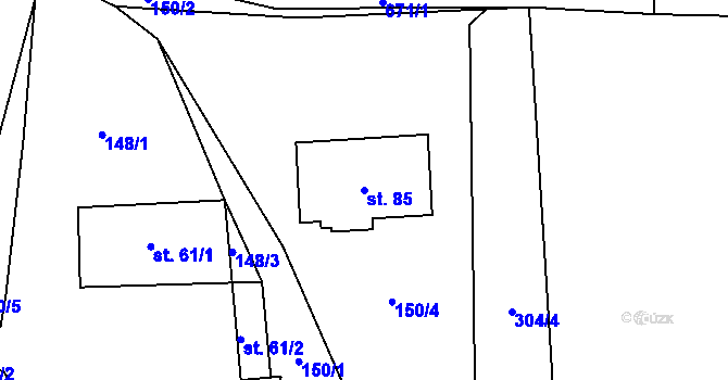 Parcela st. 85 v KÚ Modřec, Katastrální mapa