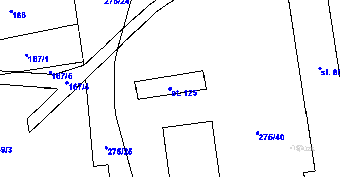 Parcela st. 125 v KÚ Modřec, Katastrální mapa
