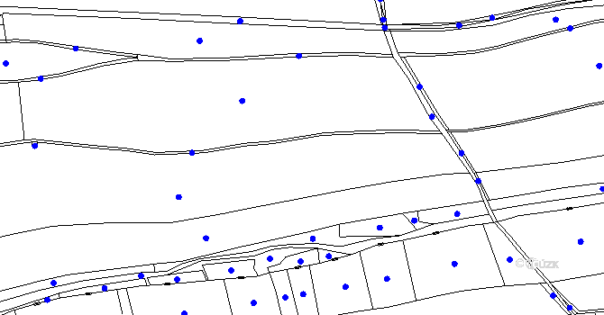 Parcela st. 258/1 v KÚ Modřec, Katastrální mapa