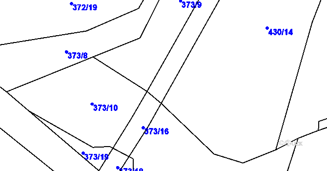 Parcela st. 373/2 v KÚ Modřec, Katastrální mapa