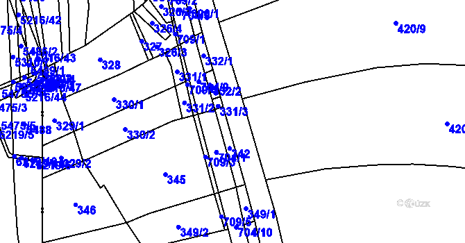 Parcela st. 634 v KÚ Modřec, Katastrální mapa