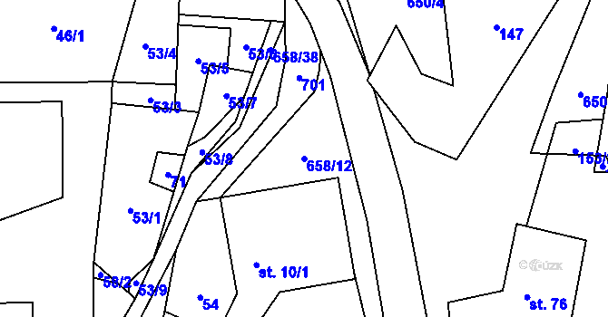 Parcela st. 658/12 v KÚ Modřec, Katastrální mapa