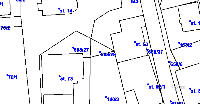 Parcela st. 658/29 v KÚ Modřec, Katastrální mapa