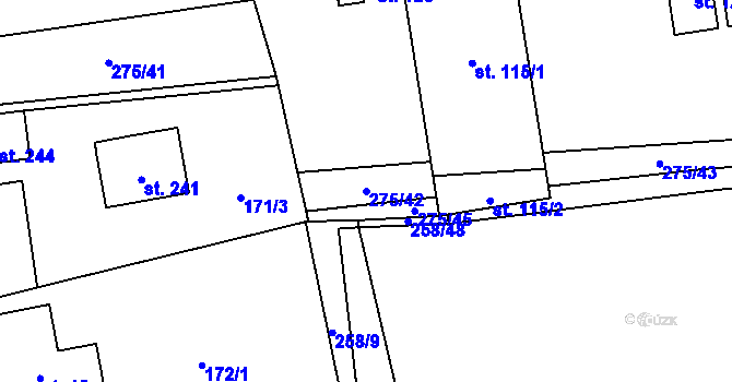 Parcela st. 275/42 v KÚ Modřec, Katastrální mapa