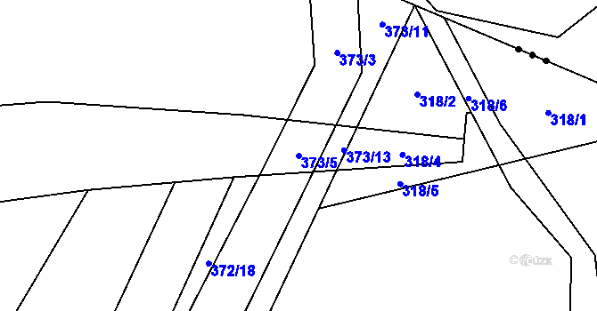 Parcela st. 373/5 v KÚ Modřec, Katastrální mapa