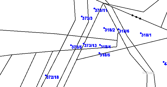 Parcela st. 373/13 v KÚ Modřec, Katastrální mapa
