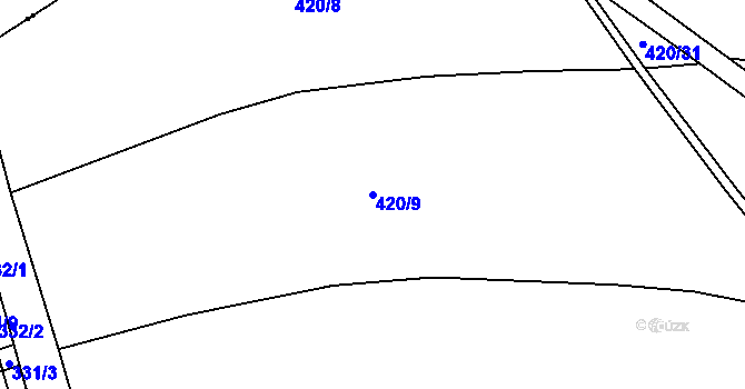 Parcela st. 420/9 v KÚ Modřec, Katastrální mapa