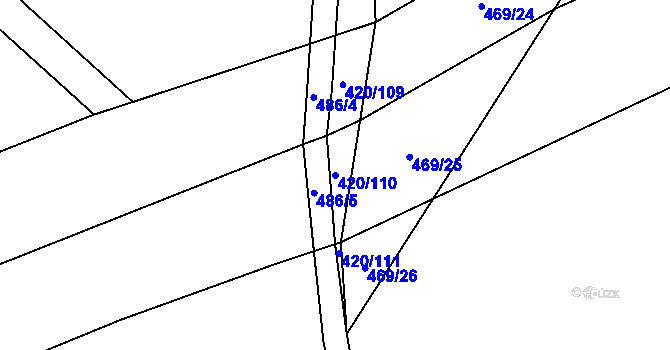 Parcela st. 420/110 v KÚ Modřec, Katastrální mapa