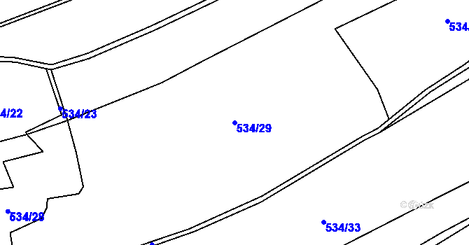 Parcela st. 534/29 v KÚ Modřec, Katastrální mapa