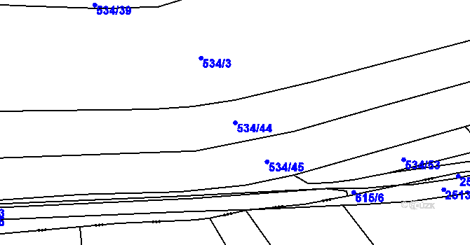 Parcela st. 534/44 v KÚ Modřec, Katastrální mapa