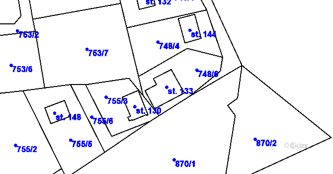 Parcela st. 133 v KÚ Kostelík, Katastrální mapa