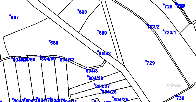 Parcela st. 915/2 v KÚ Kostelík, Katastrální mapa